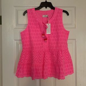 Vineyard Vines hot pink eyelet top